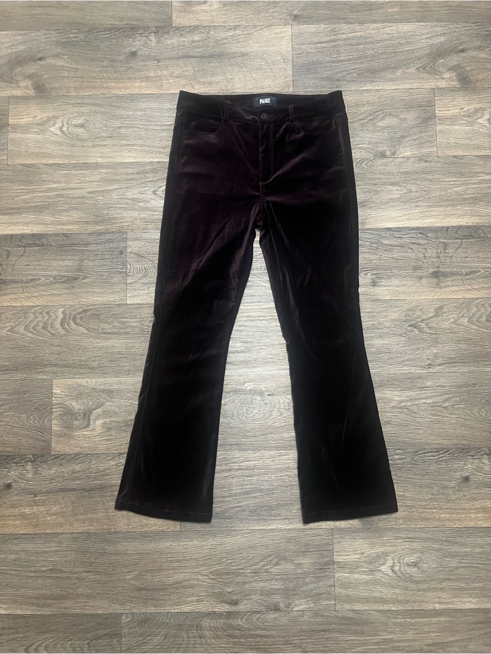 Paige Claudine High Rise Ankle Length Flare Pant in Black Cherry Size 28 Velvet - Picture 9 of 13